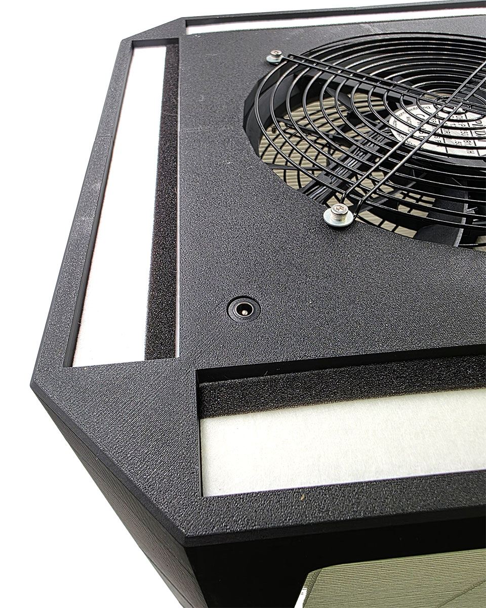 The finished purifier running, providing clean air.